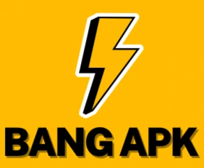 Bang APK Logo. thunder sign with yellow background