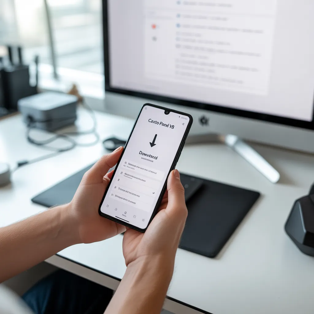 Caxto Panel V8 auto headshot feature displayed on Android smartphone with Free Fire gameplay optimization interface and FPS counter