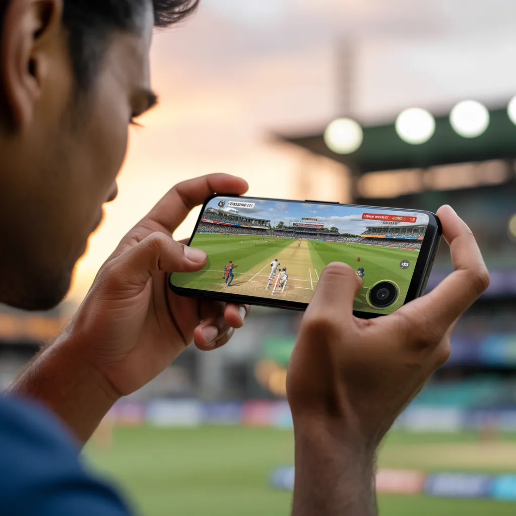 Player enjoying Real Cricket 22 Mod APK gameplay on Android smartphone.
