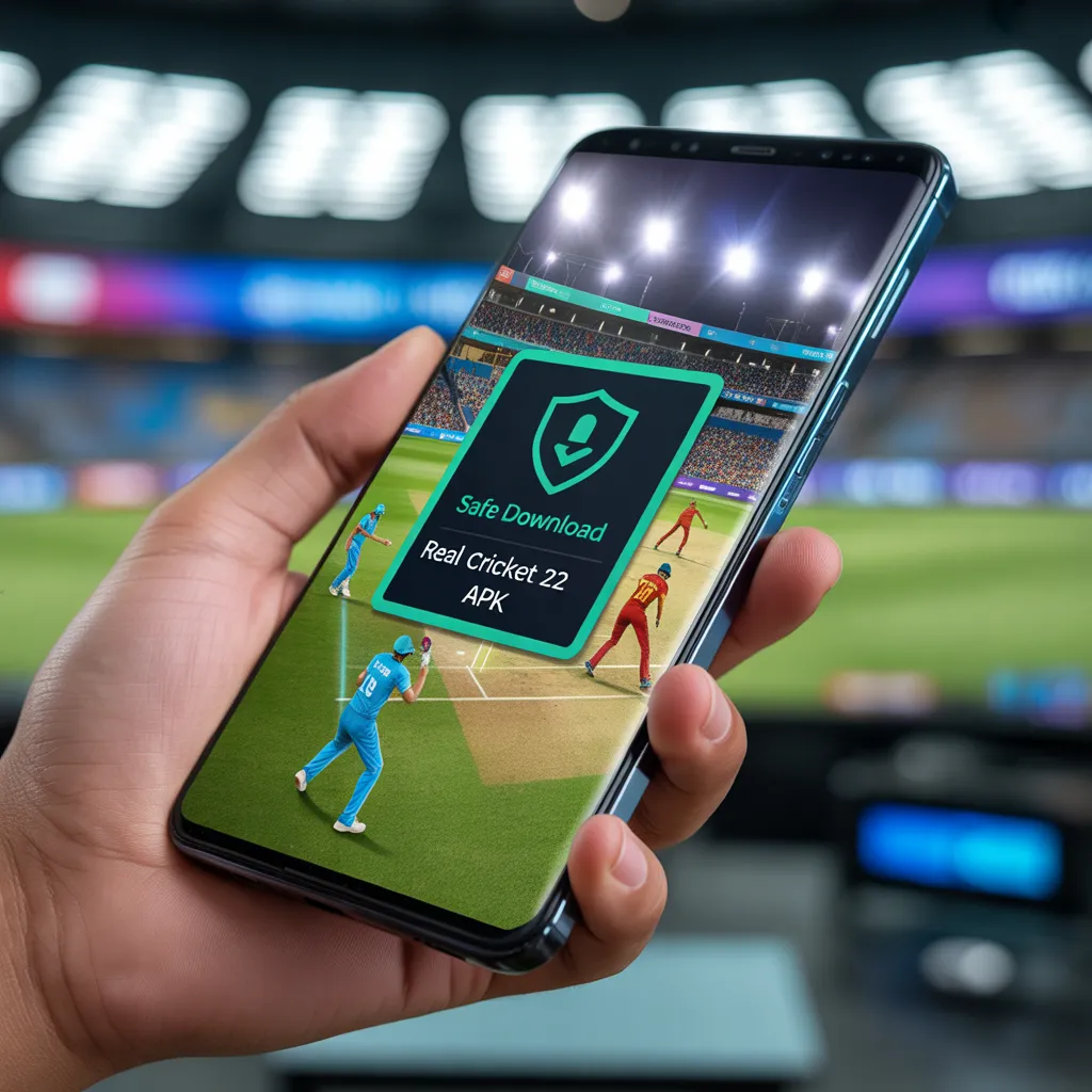 Safe download concept for Real Cricket 22 Mod APK mobile game.
